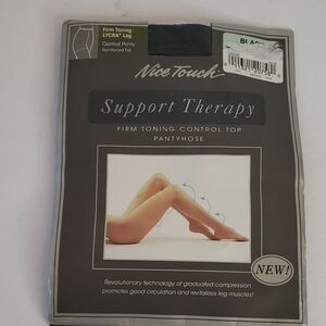 Nice Touch Support Therapy Firm Toning Pantyhose in Black New Lycra Size C